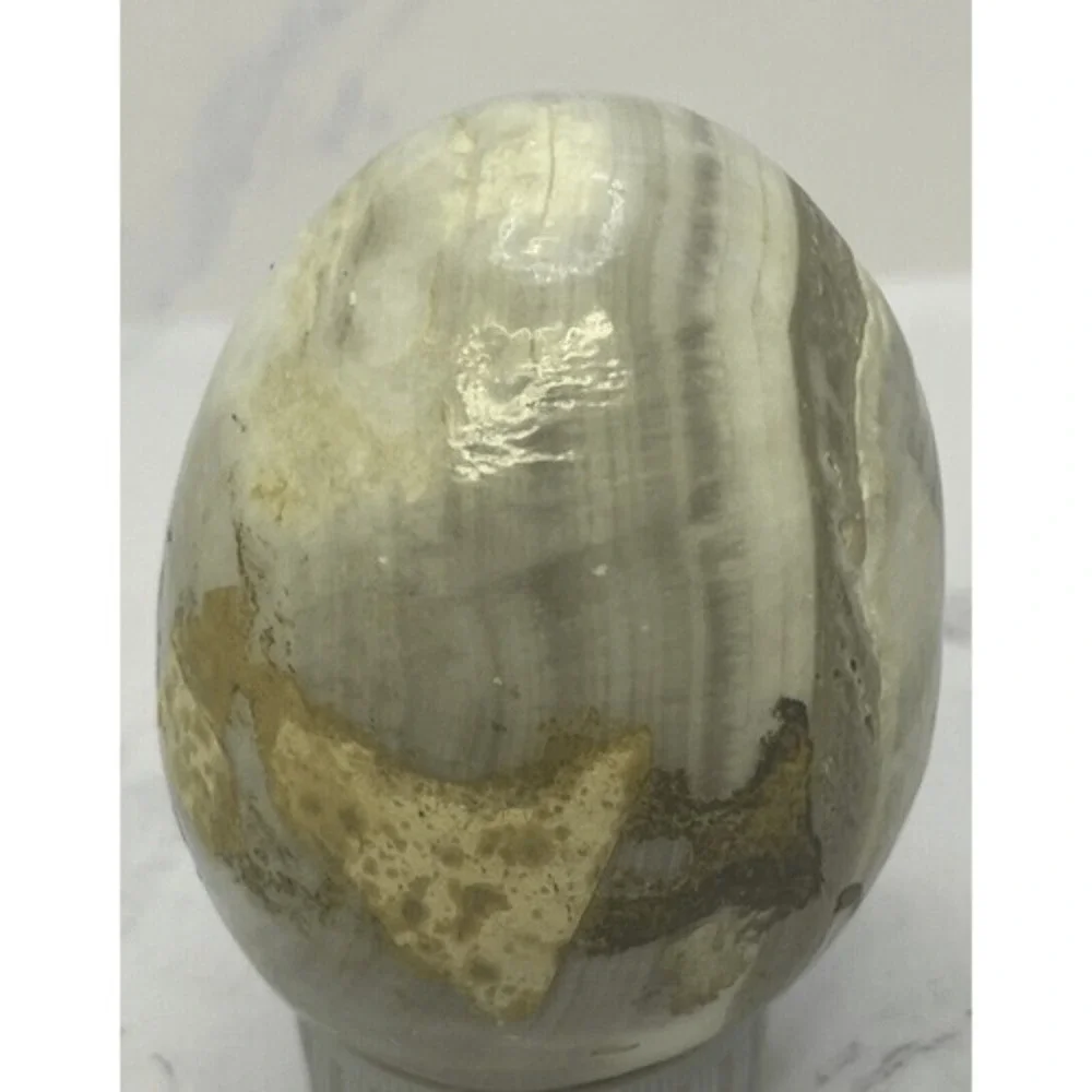 Ocean Jasper Palm Stone Egg 190g‎ Polished Natural Crystal Grey Cream Madagascar